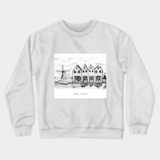 Volendam Windmill Netherlands Travel Art Crewneck Sweatshirt